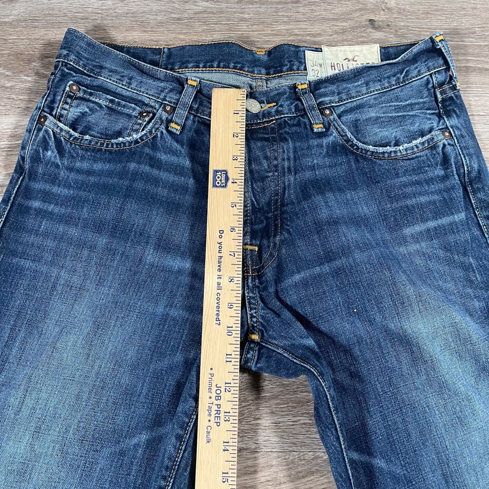 Hollister Men's Jeans Low Rise Bootcut Denim Casual Button Fly 34x32 Blue - Picture 5 of 11